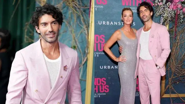 Justin Baldoni and his wife Emily wore matching flower accessories for their red carpet date night at the It Ends with Us premiere